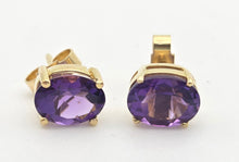 Load image into Gallery viewer, Vintage: 18ct Gold Purple Amethyst Solitaire Stud Earrings