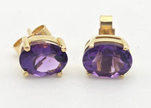 Load image into Gallery viewer, Vintage: 18ct Gold Purple Amethyst Solitaire Stud Earrings
