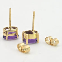 Load image into Gallery viewer, Vintage: 18ct Gold Purple Amethyst Solitaire Stud Earrings