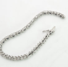 Load image into Gallery viewer, 2111: Vintage: 9ct White Gold Blue Sapphires Diamonds Tennis Bracelet (18cm)- Very pretty