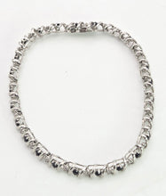 Load image into Gallery viewer, 2111: Vintage: 9ct White Gold Blue Sapphires Diamonds Tennis Bracelet (18cm)- Very pretty