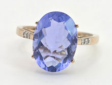 Load image into Gallery viewer, Vintage: 9ct Gold Large Fluorite Natural Diamonds Cocktail Ring