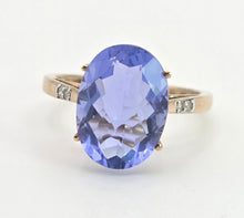 Load image into Gallery viewer, Vintage: 9ct Gold Large Fluorite Natural Diamonds Cocktail Ring