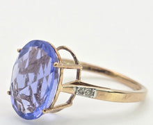 Load image into Gallery viewer, Vintage: 9ct Gold Large Fluorite Natural Diamonds Cocktail Ring