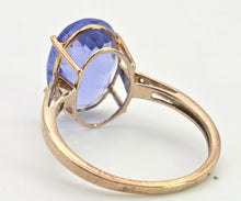 Load image into Gallery viewer, Vintage: 9ct Gold Large Fluorite Natural Diamonds Cocktail Ring