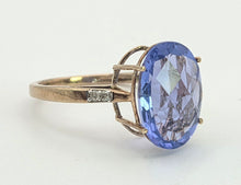 Load image into Gallery viewer, Vintage: 9ct Gold Large Fluorite Natural Diamonds Cocktail Ring