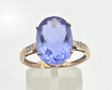 Load image into Gallery viewer, Vintage: 9ct Gold Large Fluorite Natural Diamonds Cocktail Ring