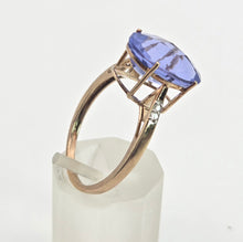 Load image into Gallery viewer, Vintage: 9ct Gold Large Fluorite Natural Diamonds Cocktail Ring