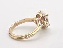 Load image into Gallery viewer, Vintage: 14ct Gold Cabochon White Opal Diamonds 3-Stone Ring