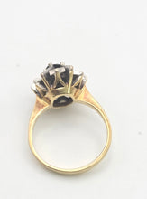 Load image into Gallery viewer, Vintage: 18ct Gold Blue Sapphire Diamonds Flower Head Ring - From 1977