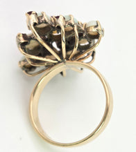 Load image into Gallery viewer, 6466: Vintage:18ct Gold 9 Opals 14 Garnets Geometric Cocktail Ring