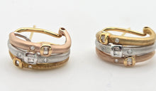 Load image into Gallery viewer, 2287 Vintage: 18ct Gold Yellow, Rose, White Gold 20 Diamonds Earrings