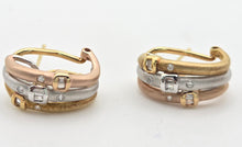Load image into Gallery viewer, 2287 Vintage: 18ct Gold Yellow, Rose, White Gold 20 Diamonds Earrings