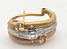 Load image into Gallery viewer, 2287 Vintage: 18ct Gold Yellow, Rose, White Gold 20 Diamonds Earrings