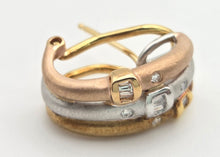 Load image into Gallery viewer, 2287 Vintage: 18ct Gold Yellow, Rose, White Gold 20 Diamonds Earrings