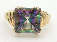 Load image into Gallery viewer, 2302: Vintage: 9ct Gold Square Cut Caribbean Topaz Cocktail Ring