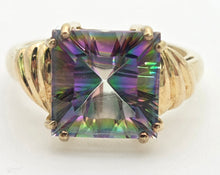 Load image into Gallery viewer, 2302: Vintage: 9ct Gold Square Cut Caribbean Topaz Cocktail Ring