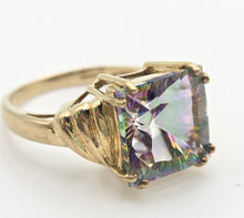 Load image into Gallery viewer, 2302: Vintage: 9ct Gold Square Cut Caribbean Topaz Cocktail Ring