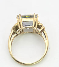 Load image into Gallery viewer, 2302: Vintage: 9ct Gold Square Cut Caribbean Topaz Cocktail Ring