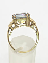 Load image into Gallery viewer, 2302: Vintage: 9ct Gold Square Cut Caribbean Topaz Cocktail Ring