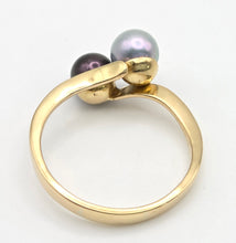 Cargar imagen en el visor de la galería, 2335 Vintage: 18ct Gold Tahitian Pearls Crossover Ring