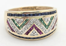 Load image into Gallery viewer, 2283: Vintage: 9ct Gold Precious Gemstones Greek Key Pattern Dress Ring - Simply Fabulous