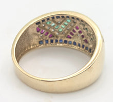 Load image into Gallery viewer, 2283: Vintage: 9ct Gold Precious Gemstones Greek Key Pattern Dress Ring - Simply Fabulous