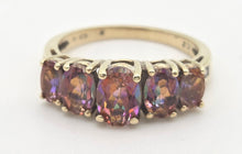 Load image into Gallery viewer, 2273 Vintage: 9ct Gold 5 Caribbean Topaz Diamonds Half-Hoop Dress Ring