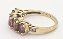 Load image into Gallery viewer, 2273 Vintage: 9ct Gold 5 Caribbean Topaz Diamonds Half-Hoop Dress Ring
