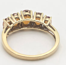 Load image into Gallery viewer, 2273 Vintage: 9ct Gold 5 Caribbean Topaz Diamonds Half-Hoop Dress Ring