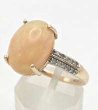 Load image into Gallery viewer, 2270 Vintage: 9ct Gold Oval cabochon White Opal 20 Natural Diamonds Cocktail Ring