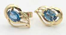 Load image into Gallery viewer, 2044 Vintage: 9ct Gold Swiss Blue Topaz Stud Earrings