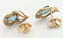 Load image into Gallery viewer, 2044 Vintage: 9ct Gold Swiss Blue Topaz Stud Earrings
