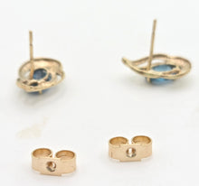 Load image into Gallery viewer, 2044 Vintage: 9ct Gold Swiss Blue Topaz Stud Earrings