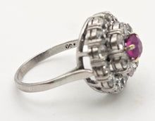 Load image into Gallery viewer, 2137 Vintage; 18ct White Gold Ruby Natural Sparkling Diamonds (2.75ct) Cluster Ring- Extraordinary