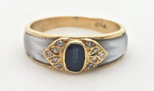 Load image into Gallery viewer, 1669 Vintage: 18ct Gold Blue Sapphire. Mother of Pearl Natural Diamonds Ring