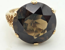 Cargar imagen en el visor de la galería, 2331 Vintage: 9ct Gold Large Cognac Smokey Quartz Ring- From 1972- Statement