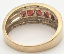 Load image into Gallery viewer, 2225 Vintage: 9ct Gold Garnets Natural Diamonds Tiered Dress ring