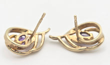 Load image into Gallery viewer, 2209 Vintage: 9ct Gold Openwork Amethyst Stud Earrings