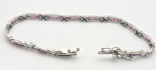 Load image into Gallery viewer, 2221 Vintage: 18ct White Gold Princess Cut Rubies Link Bracelet (18.5cm)