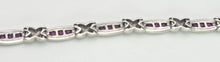 Load image into Gallery viewer, 2221 Vintage: 18ct White Gold Princess Cut Rubies Link Bracelet (18.5cm)