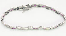 Load image into Gallery viewer, 2221 Vintage: 18ct White Gold Princess Cut Rubies Link Bracelet (18.5cm)