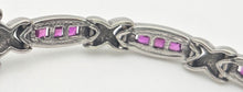 Load image into Gallery viewer, 2221 Vintage: 18ct White Gold Princess Cut Rubies Link Bracelet (18.5cm)