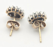 Load image into Gallery viewer, 2260 Vintage: 9ct Gold Blue Topaz 24 Natural Diamonds Stud Earrings