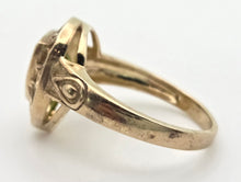 Load image into Gallery viewer, 2232 9ct gold Shield-- Cut Peridot Ornate Signet Ring