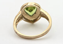 Load image into Gallery viewer, 2232 9ct gold Shield-- Cut Peridot Ornate Signet Ring