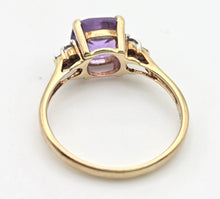 Load image into Gallery viewer, 2235 Vintage: 9ct Gold Cushion Cut Lilac Amethyst Diamond Dress Ring
