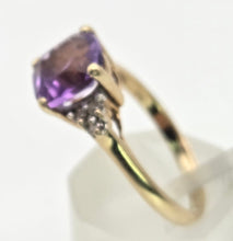Load image into Gallery viewer, 2235 Vintage: 9ct Gold Cushion Cut Lilac Amethyst Diamond Dress Ring