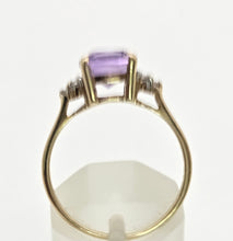 Load image into Gallery viewer, 2235 Vintage: 9ct Gold Cushion Cut Lilac Amethyst Diamond Dress Ring