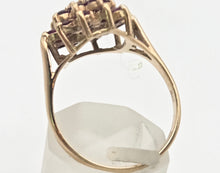 Load image into Gallery viewer, 2250 Vintage: 9ct Gold 19 Rich Red Rubies Flower Head Cluster Ring- From 1974
